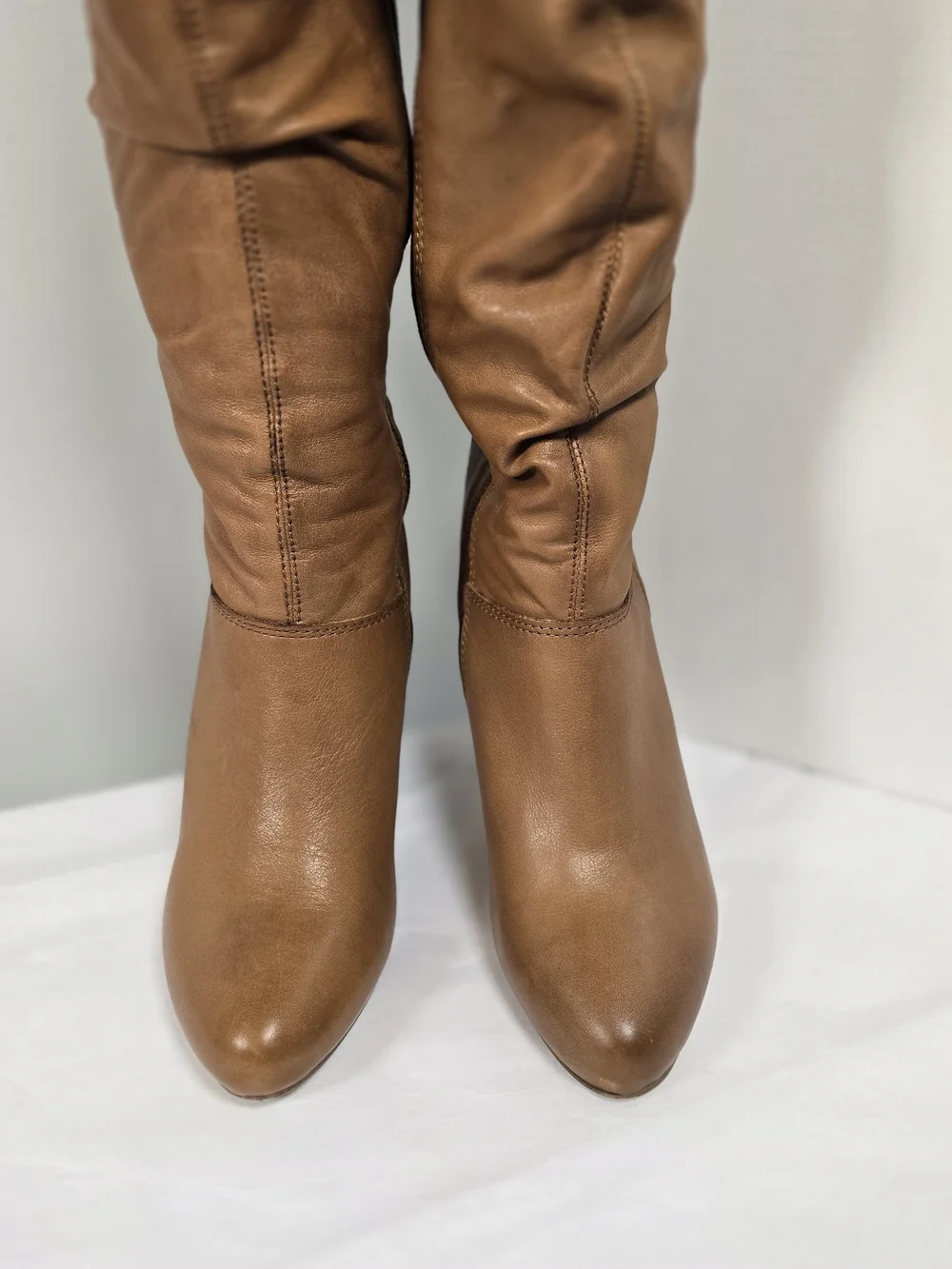 ALDO Women's Tan Leather Over-the-Knee Heeled Boots